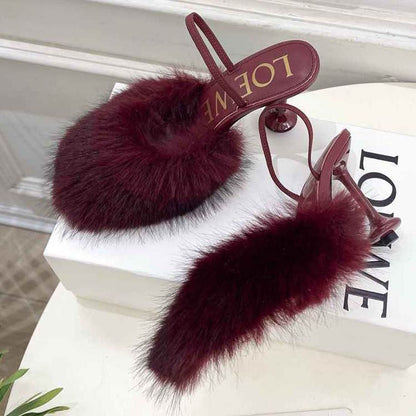 LOEV Fur shoes Woman 4 Color's  heels 9 cm
