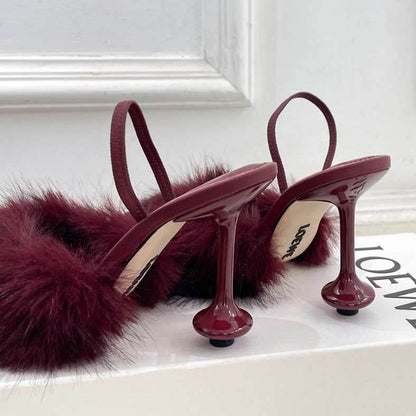 LOEV Fur shoes Woman 4 Color's  heels 9 cm