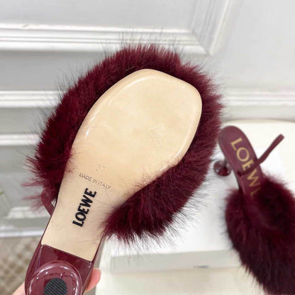 LOEV Fur shoes Woman 4 Color's  heels 9 cm
