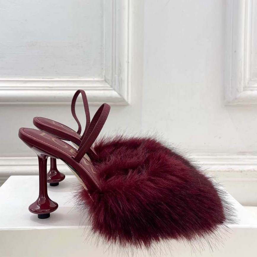 LOEV Fur shoes Woman 4 Color's  heels 9 cm