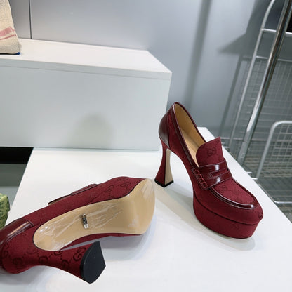 GU Shoes Woman High Heels 2 Color's Monogram Platform