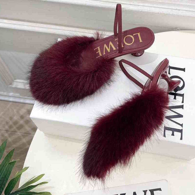 LOEV Fur shoes Woman 4 Color's  heels 5 cm