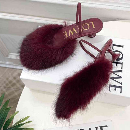 LOEV Fur shoes Woman 4 Color's  heels 5 cm