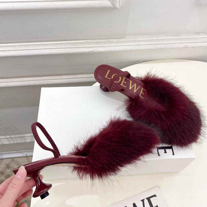 LOEV Fur shoes Woman 4 Color's  heels 5 cm