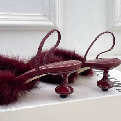 LOEV Fur shoes Woman 4 Color's  heels 5 cm