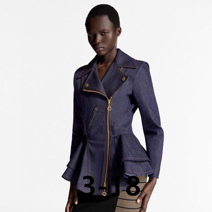 LU Denim Flounce Biker Jacket Woman Limited