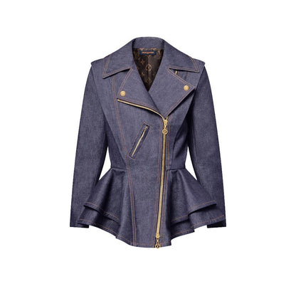 LU Denim Flounce Biker Jacket Woman Limited