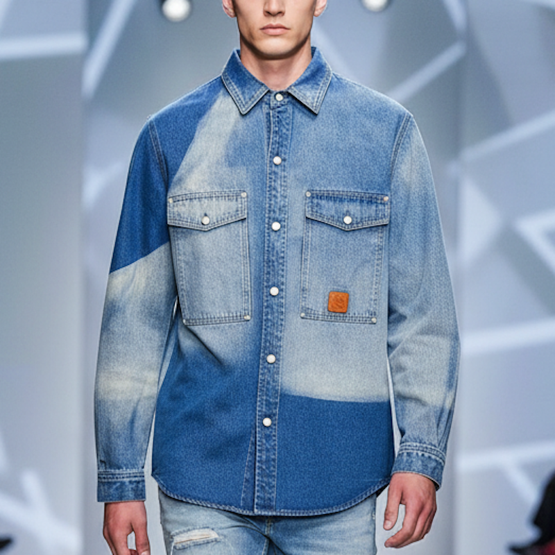LU  Denim  shirt  T - Shirt Long  sleeve