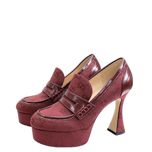 GU Shoes Woman High Heels 2 Color's Monogram Platform