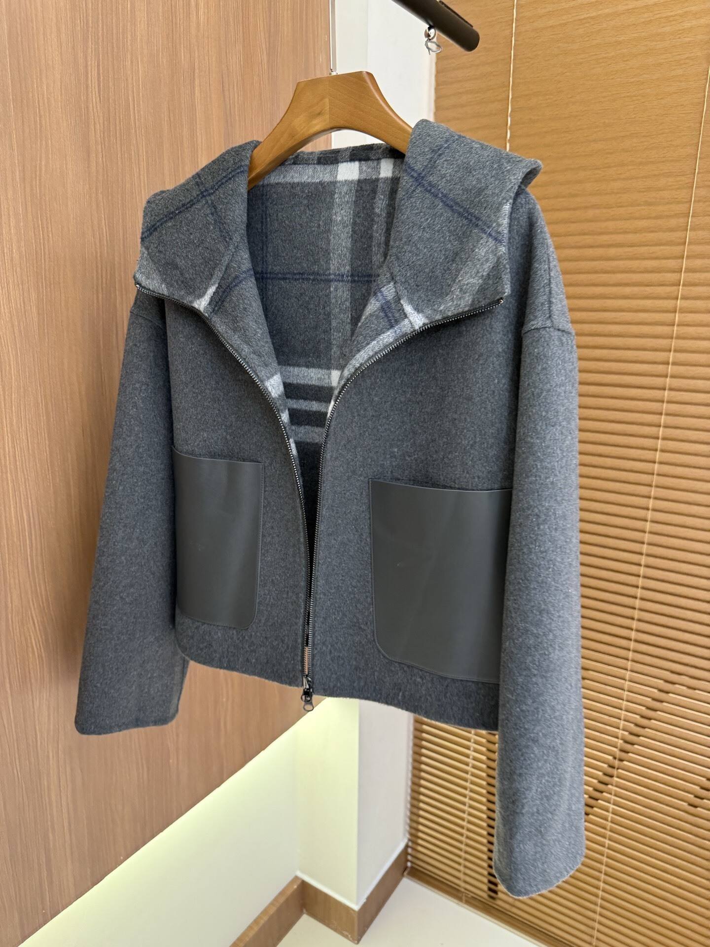 BURRBER Hooded Woman Wool Jacket 2 Color's Limited