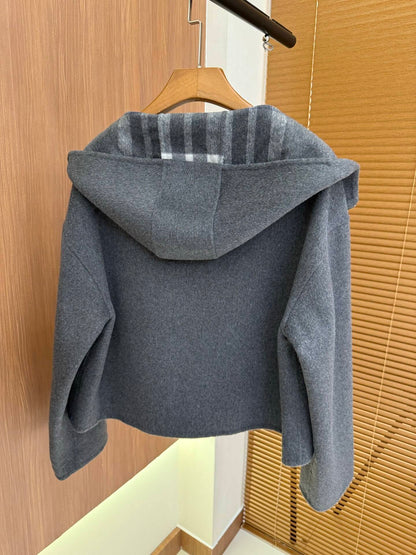 BURRBER Hooded Woman Wool Jacket 2 Color's Limited