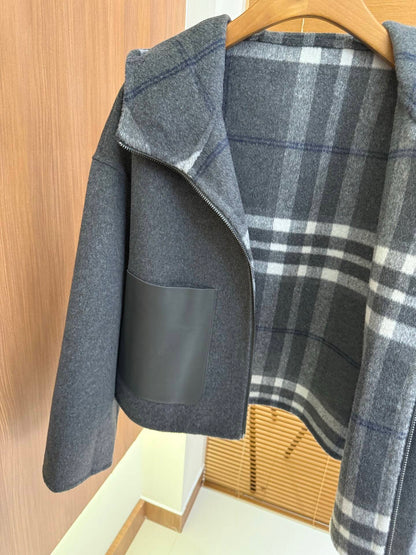 BURRBER Hooded Woman Wool Jacket 2 Color's Limited