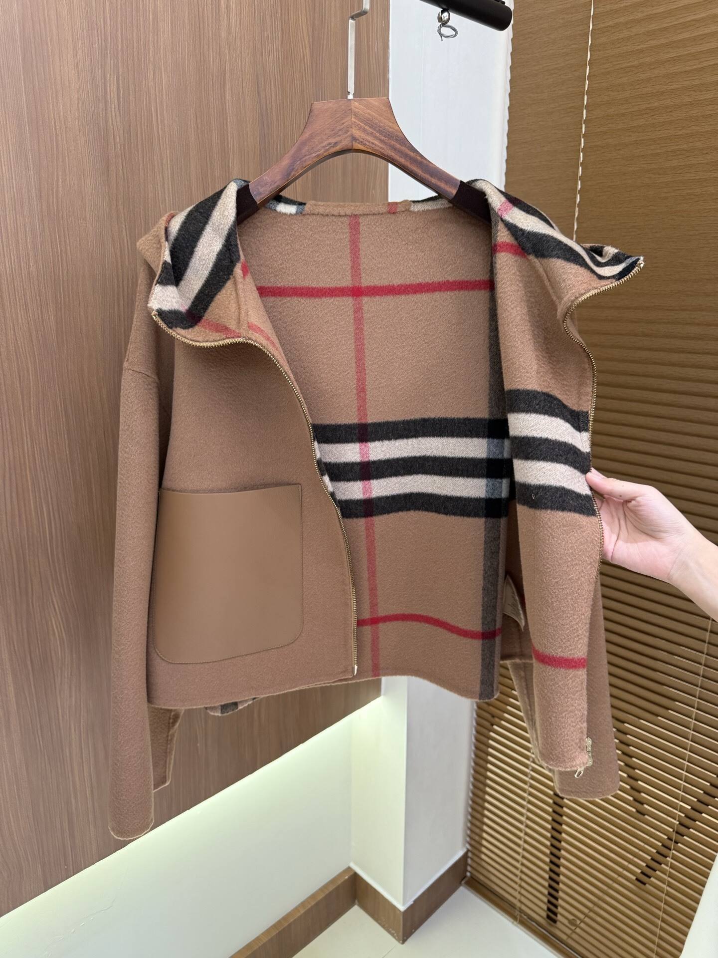 BURRBER Hooded Woman Wool Jacket 2 Color's Limited