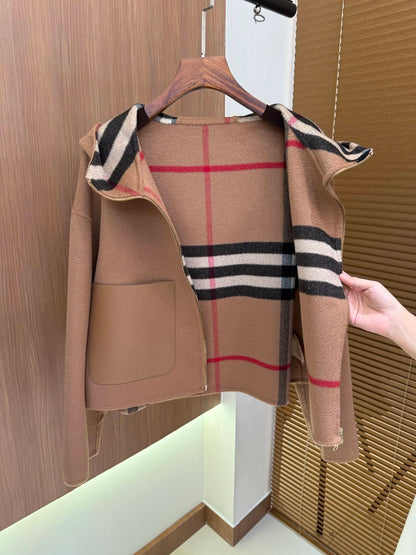 BURRBER Hooded Woman Wool Jacket 2 Color's Limited