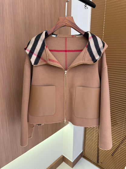 BURRBER Hooded Woman Wool Jacket 2 Color's Limited