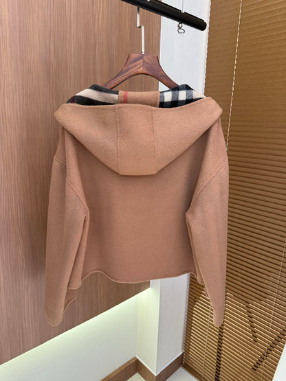 BURRBER Hooded Woman Wool Jacket 2 Color's Limited