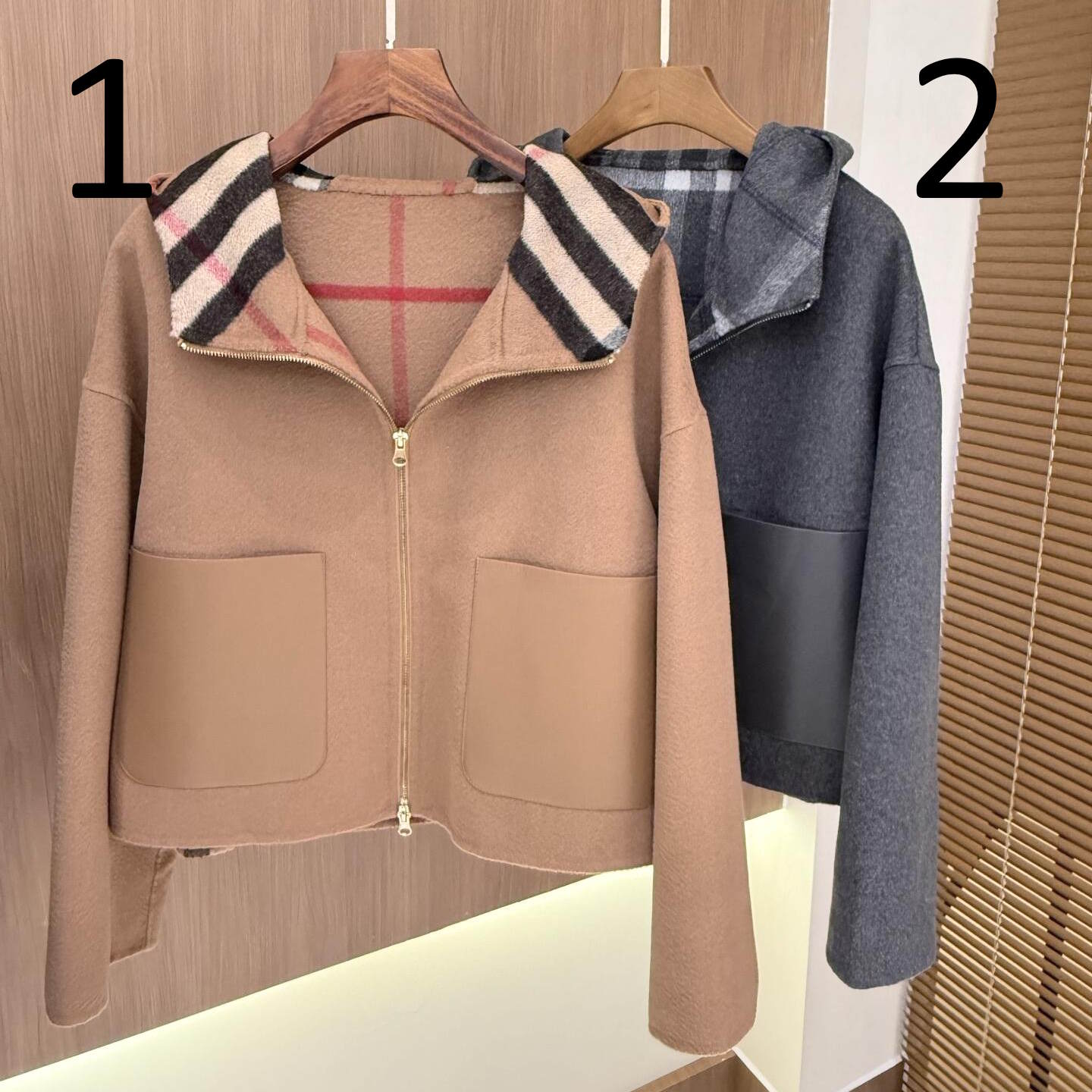 BURRBER Hooded Woman Wool Jacket 2 Color's Limited
