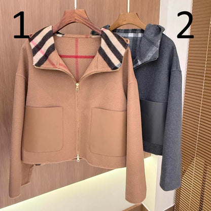 BURRBER Hooded Woman Wool Jacket 2 Color's Limited