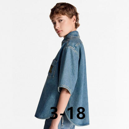 LU Square-cut denim shirt Woman