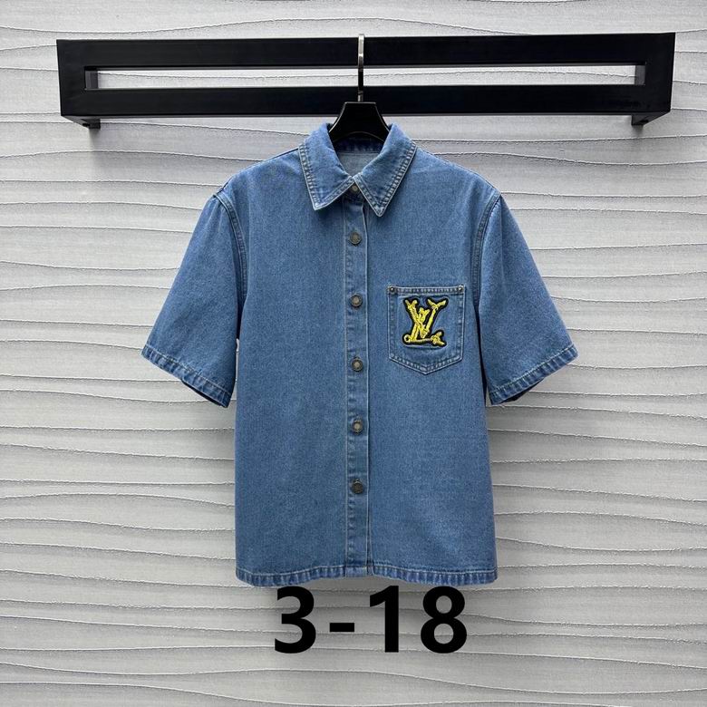 LU Square-cut denim shirt Woman