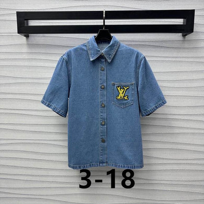 LU Square-cut denim shirt Woman