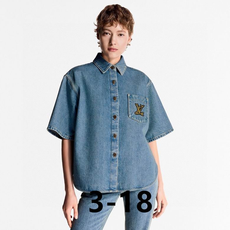 LU Square-cut denim shirt Woman