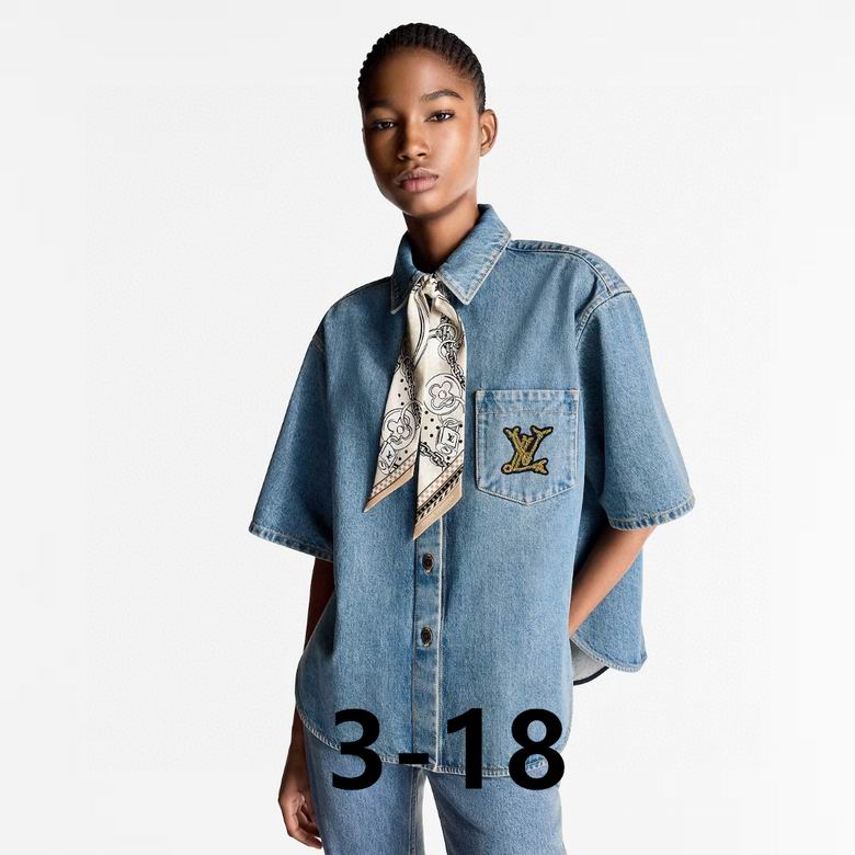 LU Square-cut denim shirt Woman