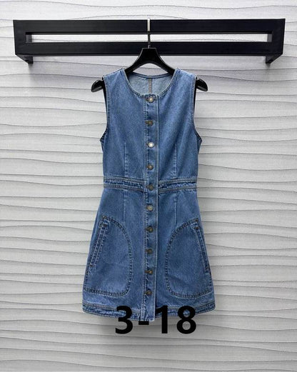 LU Button Front Denim Dress
