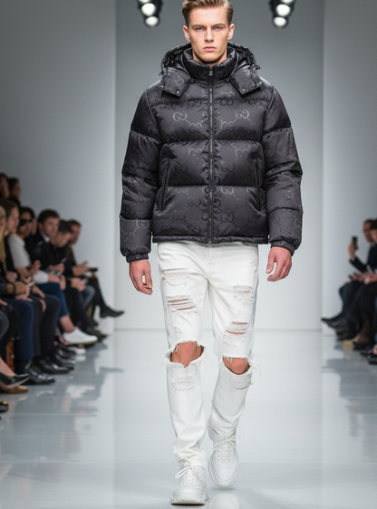 GU   Man Jacket Down Hoodie  Monogram