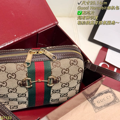GU Horsebit Small canvas camera bag 20 cm-SALE-