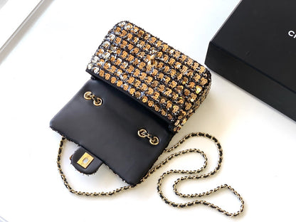 CHL Bag Sequins & Gold-Tone Metal  Golden & Black