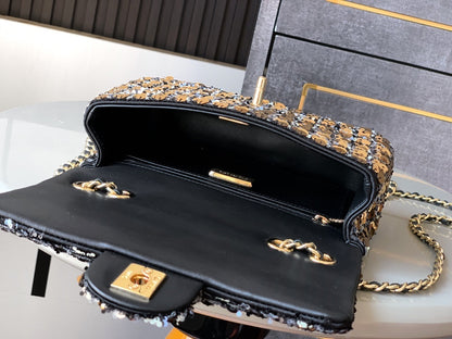 CHL Bag Sequins & Gold-Tone Metal  Golden & Black