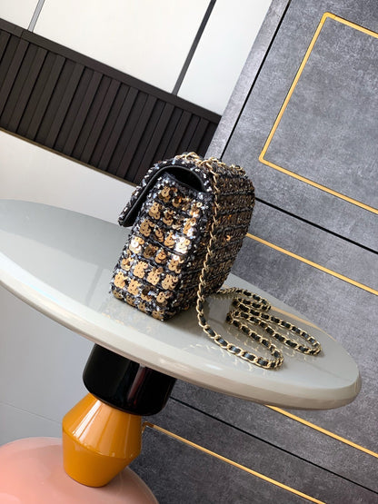 CHL Bag Sequins & Gold-Tone Metal  Golden & Black