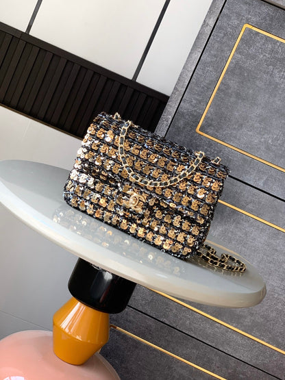 CHL Bag Sequins & Gold-Tone Metal  Golden & Black