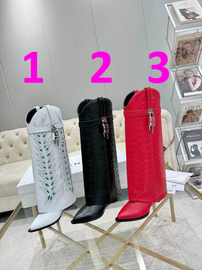 GIVENJY Flat Boots 3 Color's 42 High Cowboy