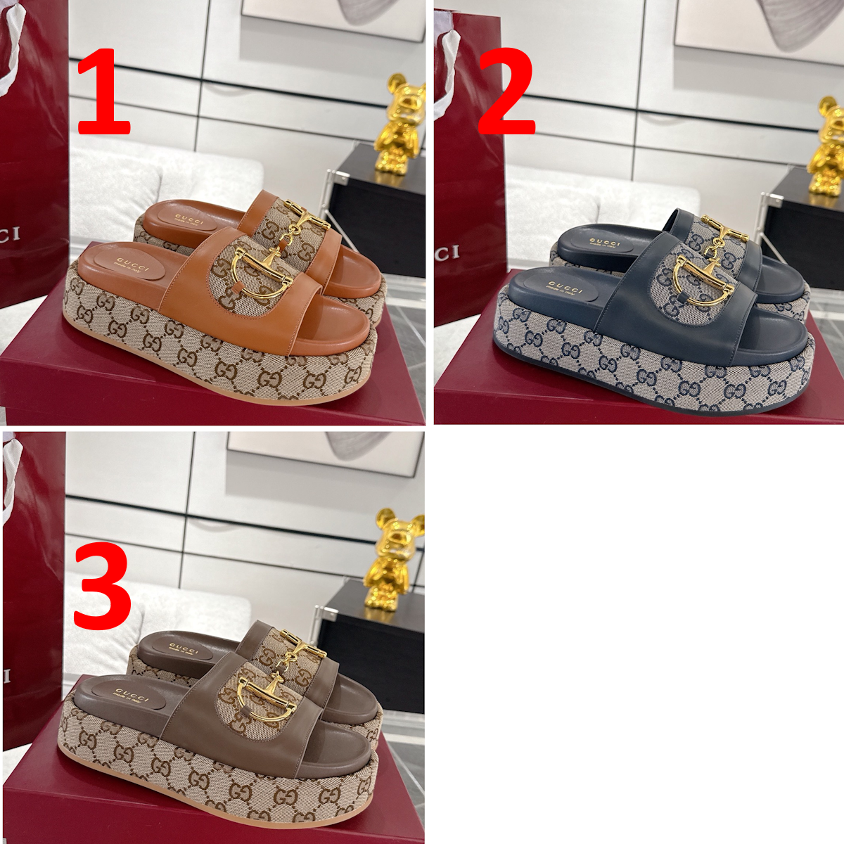 GU Platform  Slippers Woman 3 Color's Horsebit 42