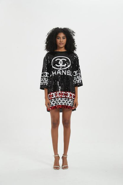 CHL Short Dress Sequin Party