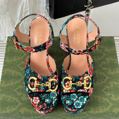 GU  Shoes Sandals Wedge Flowers 3 Color 's