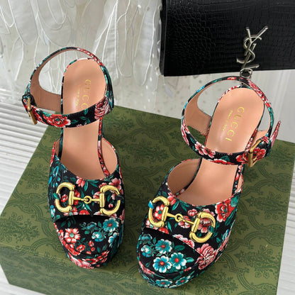 GU  Shoes Sandals Wedge Flowers 3 Color 's