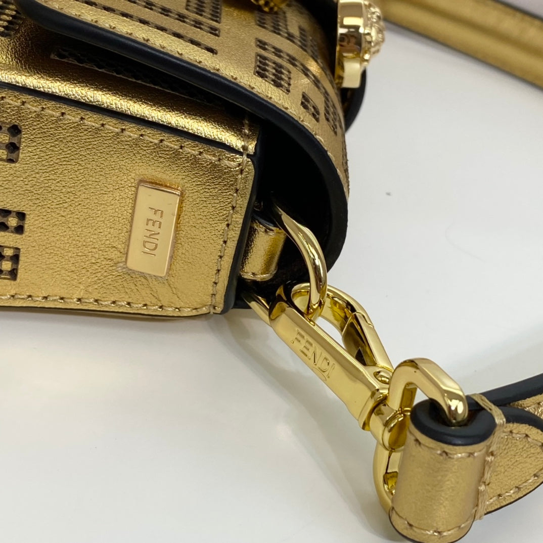 FEN Bag Shoulder Handbag Gold 20 Cm