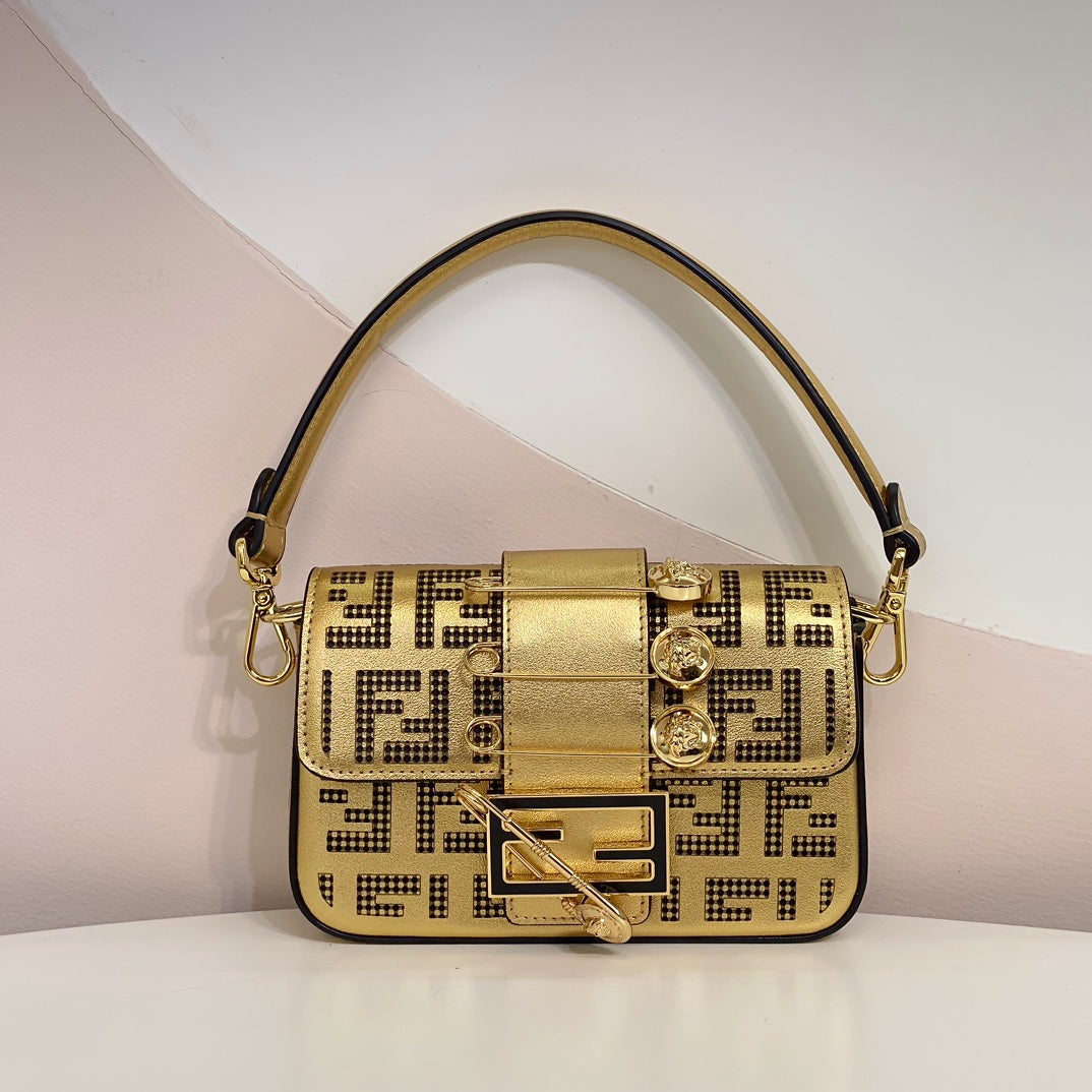 FEN Bag Shoulder Handbag Gold 20 Cm