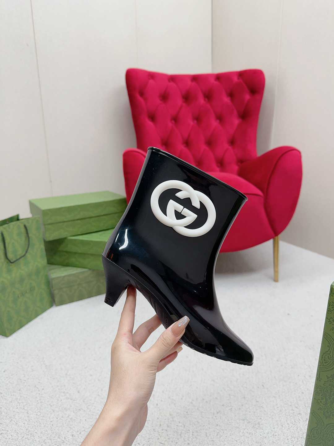 GU  Rubber  Boots  low  2 Color 's