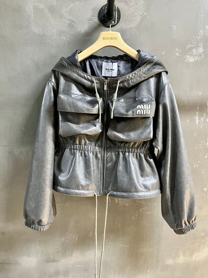 MIU MI PRD Leather Jacket Woman