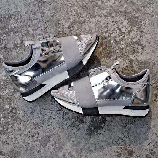 SNBAL  Race Runner Leather  Sneakers Silver