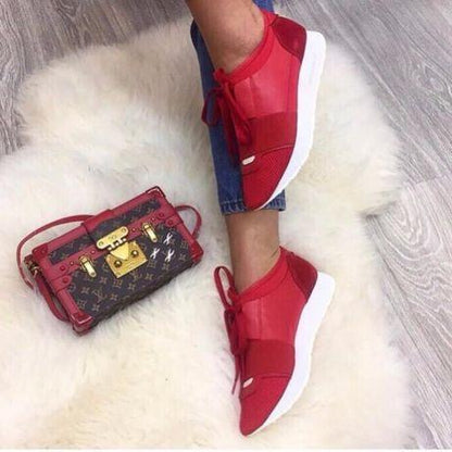 SNBAL  Race Runner Leather Sneakers Red