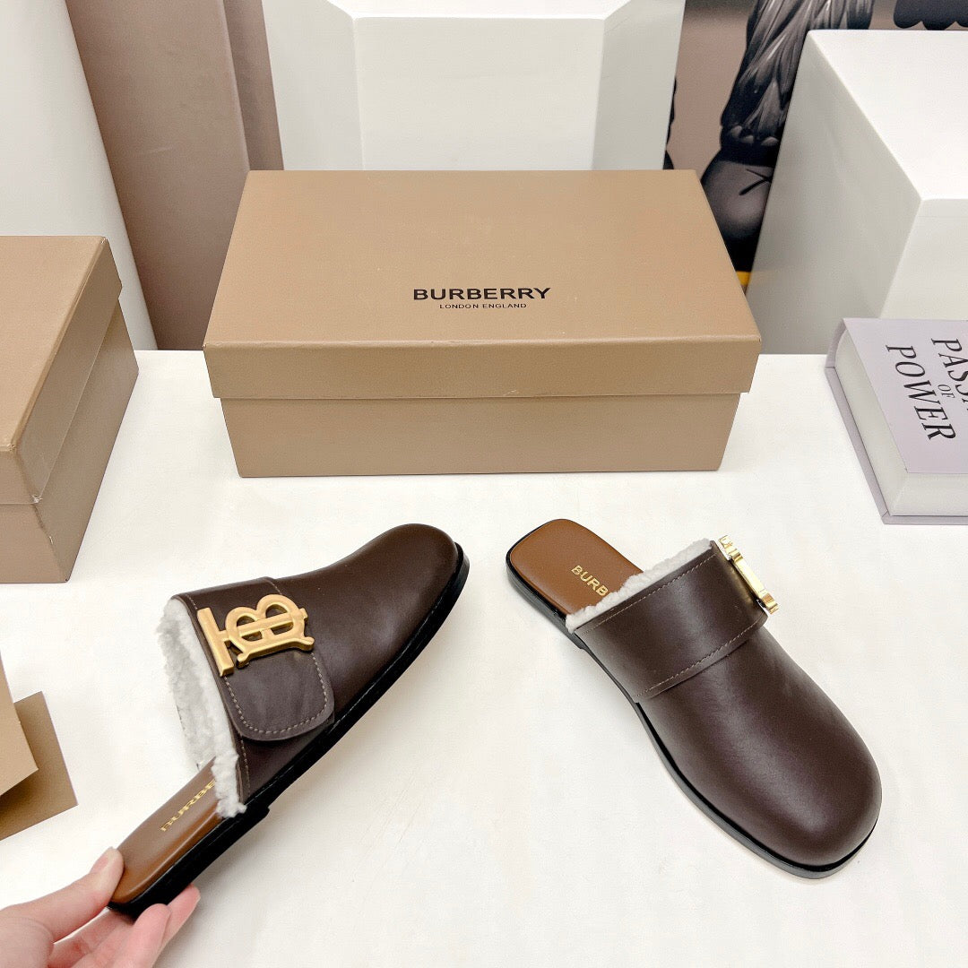 *BURBBER  Shearling  Mule Slippers 3 Color 's