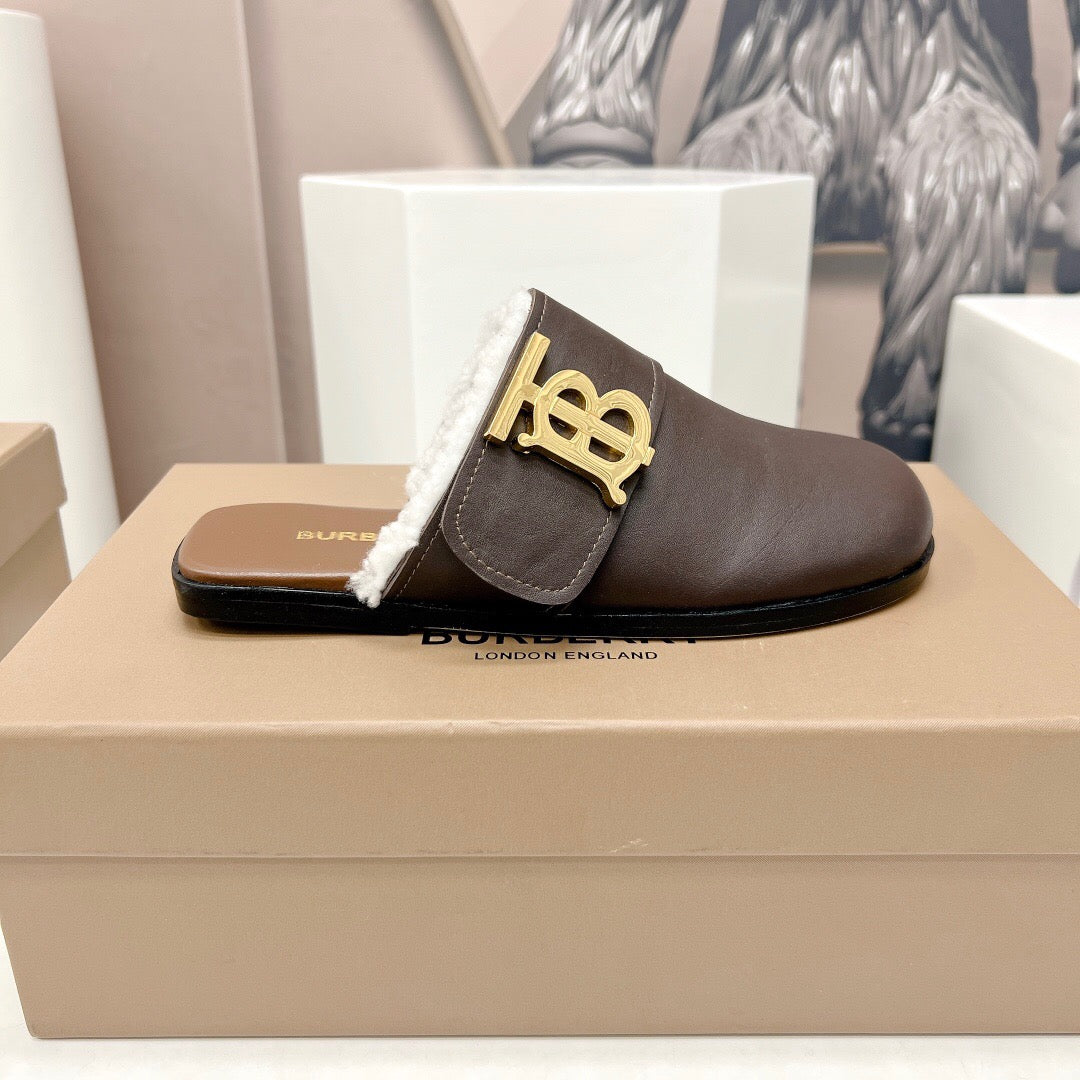 *BURBBER  Shearling  Mule Slippers 3 Color 's