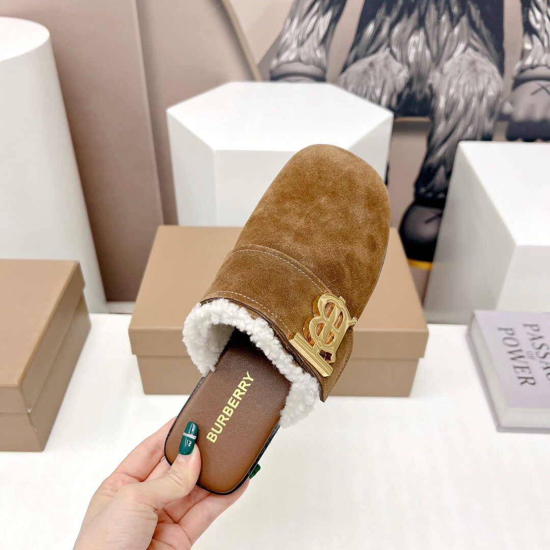 *BURBBER  Shearling  Mule Slippers 3 Color 's