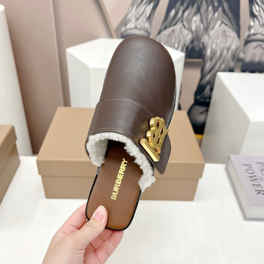 *BURBBER  Shearling  Mule Slippers 3 Color 's