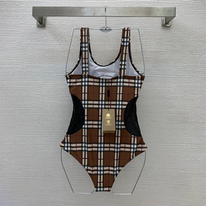 *BURBBER Madison Check Jersey & Mesh Bodysuit